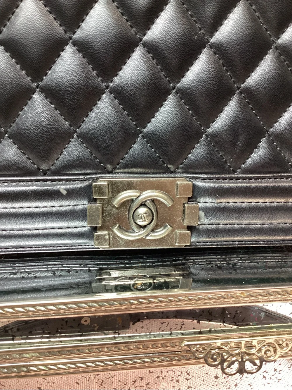 Chanel Boy Lambskin Leather Flap Bag- Black